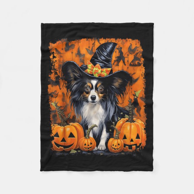 Cobertor De Velo Cachorro Papillon Halloween (Frente)