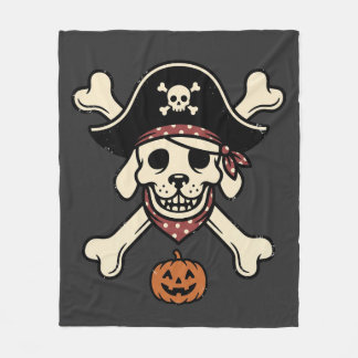 Cobertor De Velo Cachorro Pirata Vintage Halloween Crânio Ossos Cru