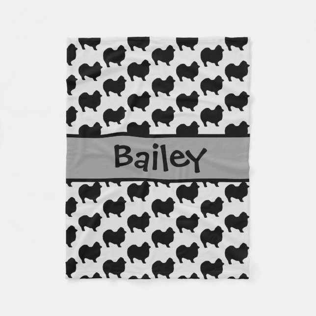 Cobertor De Velo Cachorro Pomerano Silhouette PERSONALIZADO (Frente)