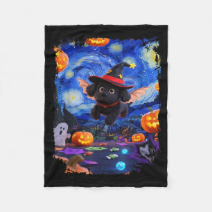 Cobertor De Velo Cachorro Preto Voador Engraçado Fofo Arte Estrelad