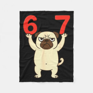 Cobertor De Velo Cachorro Pug Engraçado 67 Meme Seis Sete