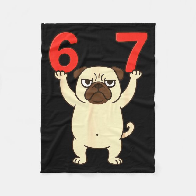 Cobertor De Velo Cachorro Pug Engraçado 67 Meme Seis Sete  (Frente)