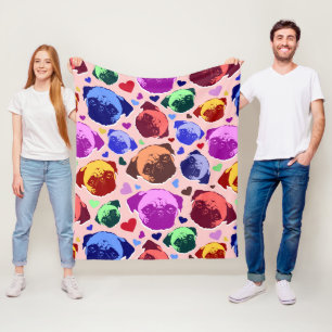 Cobertor De Velo Cachorro Pug Filhote PopArt Estilo Retro