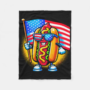 Cobertor De Velo Cachorro Quente Segurando Bandeira Dos EUA 4 De Ju