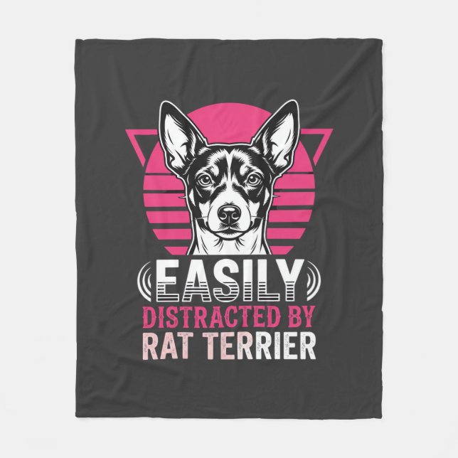 Cobertor De Velo Cachorro Rat Terrier Fácilmente Distraído Retro (Frente)
