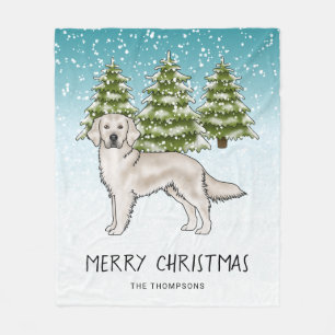 Cobertor De Velo Cachorro Retriever Dourado Creme Natal Azul Nevado