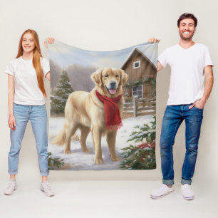 Cobertor De Velo Cachorro Retriever Dourado na Neve Natal