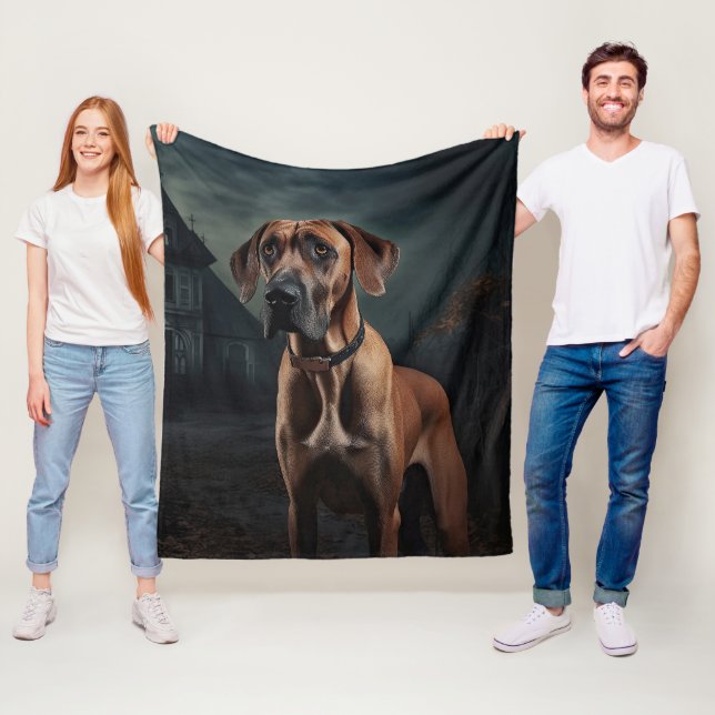 Cobertor De Velo Cachorro Ridgeback Rodesiano de Halloween Assustad (In Situ)