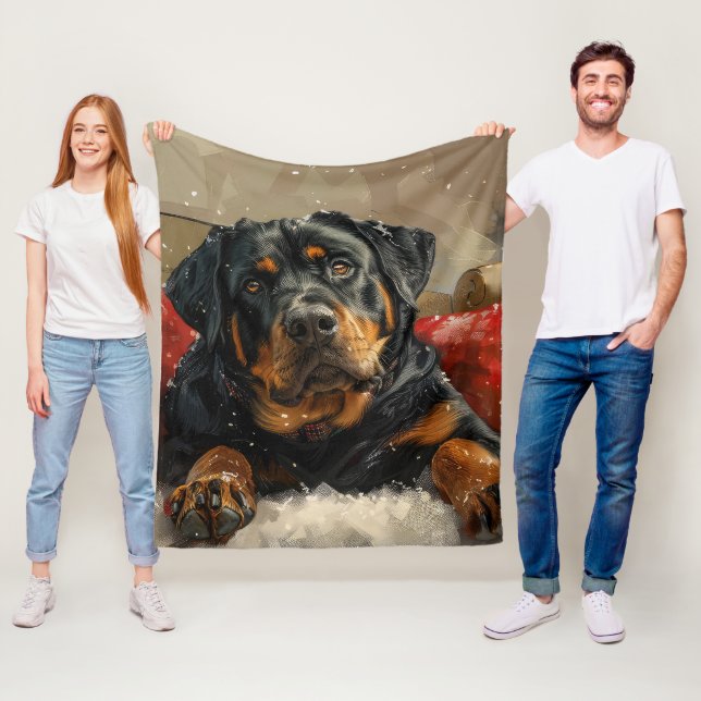 Cobertor De Velo Cachorro Rottweiler Festivo de Natal (In Situ)