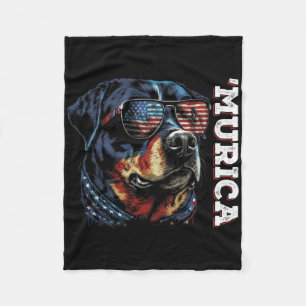 Cobertor De Velo Cachorro Rottweiler Patriota Americano 4 De Julho