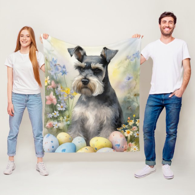 Cobertor De Velo Cachorro Schnauzer com Ovos da Páscoa Feriado  (In Situ)