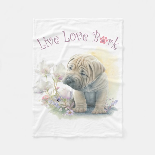 Cobertor De Velo Cachorro Shar-pei Mãe Floral (Frente)
