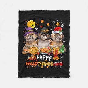 Cobertor De Velo Cachorro Shih Tzu Feliz Halloween Dia de Ação de G