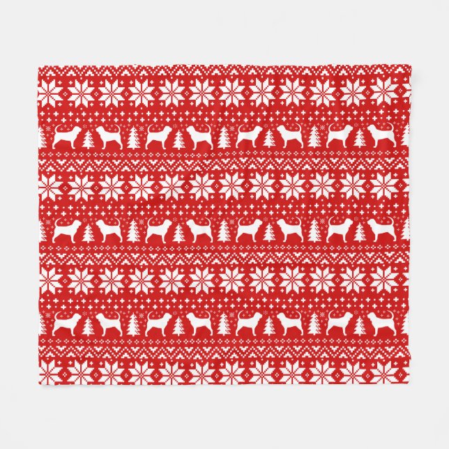 Cobertor De Velo Cachorro Silhuettes Natal Vermelho (Frente (Horizontal))