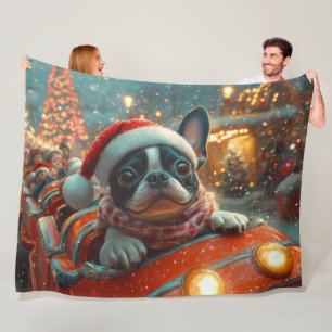 Cobertor De Velo Cachorro Terrier de Boston Montanha-russa Natal