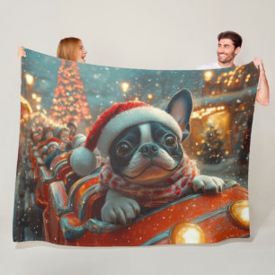 Cobertor De Velo Cachorro Terrier de Boston Montanha-russa Natal