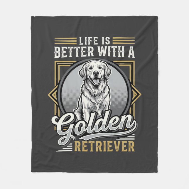 Cobertor De Velo Cachorro Vida De Retriever Dourado É Melhor (Frente)