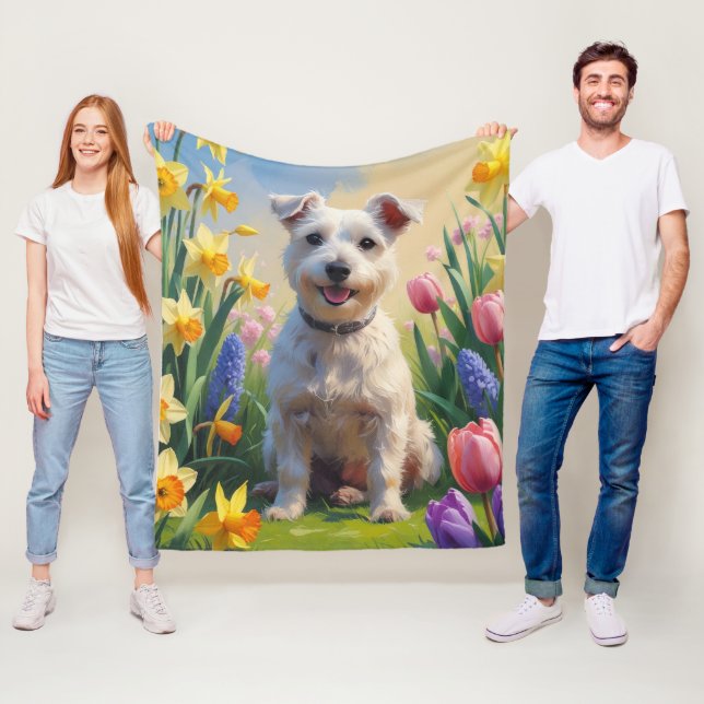Cobertor De Velo Cachorro Wirefox Terrier Pintura Flores de Primave (In Situ)