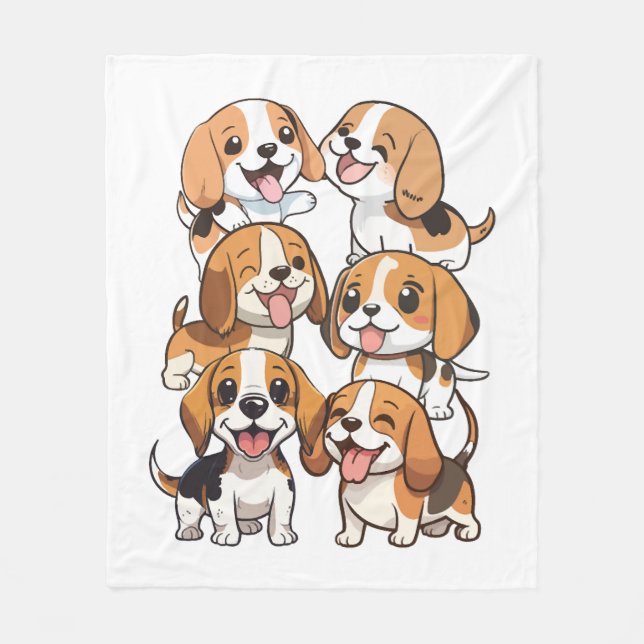 Cobertor De Velo cachorros beagle felizes (Frente)