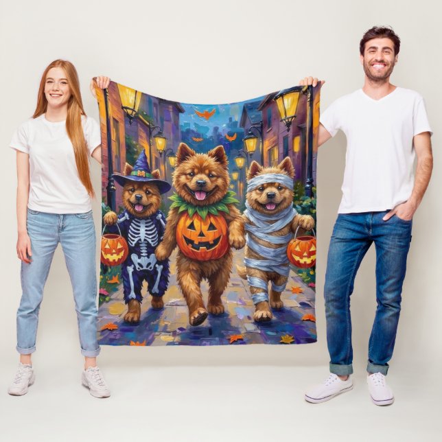 Cobertor De Velo Cachorros Chow Chow Fazendo Trick-or-Treating Fant (In Situ)