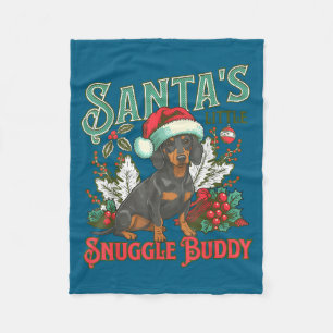 Cobertor De Velo Cachorros Dachshund Fofos Luzes de Natal Papai Noe
