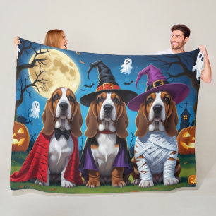 Cobertor De Velo Cachorros de Basset Pumpkin Halloween Engraçado