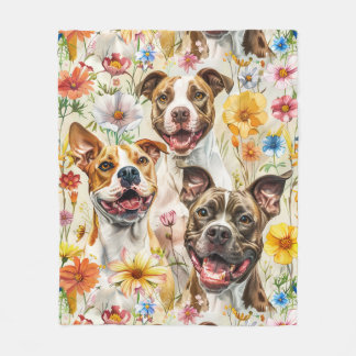 Cobertor De Velo Cachorros de Pitbull Felizes, Touros de Poço