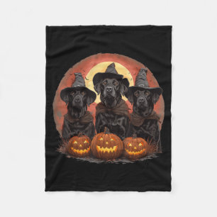 Cobertor De Velo Cachorros Labrador Retriever Pretos de Halloween F