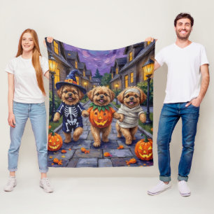 Cobertor De Velo Cachorros Pekingeses Trick-or-Tratating Halloween 