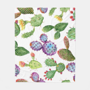 Cobertor De Velo Cacto Tropical: Padrão sem costura de aquarela