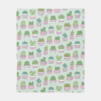 Cobertor De Velo Cactos Suculenta Plantas Doodles Padrão