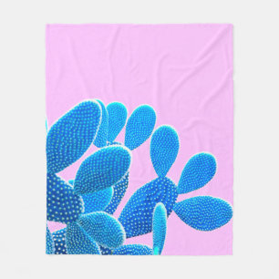 Cobertor De Velo Cactus azul colorido sobre fundo cor-de-rosa. Moda