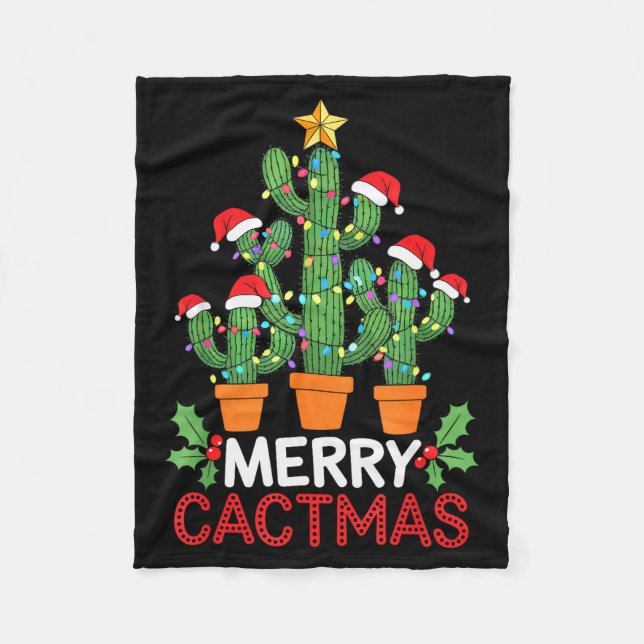Cobertor De Velo Cactus Christmas Tree Funny Merry Cactmas Cactus M (Frente)