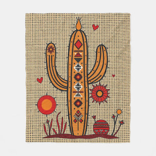 Cobertor De Velo Cactus com Motifs Nativo Americano e Mexicano