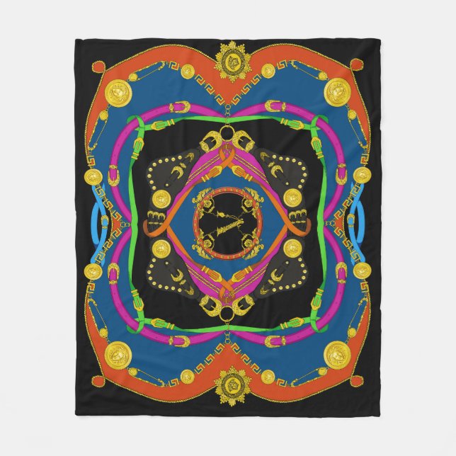 Cobertor De Velo Cadeia Barroca ouro: Padrão Elegante. (Frente)