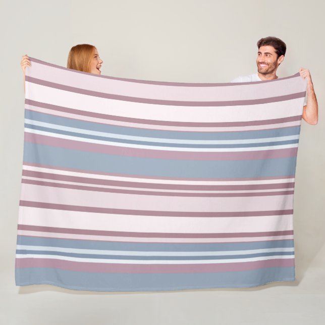 Cobertor De Velo Cadet Grey and Desaturated Rose Stripes (In Situ)