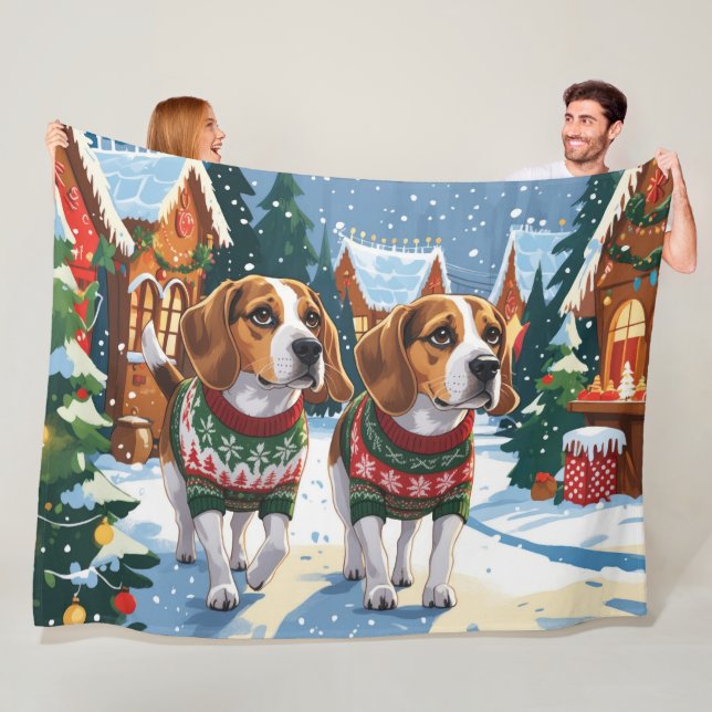 Cobertor De Velo Cães Beagle Natal Neve Férias (In Situ)
