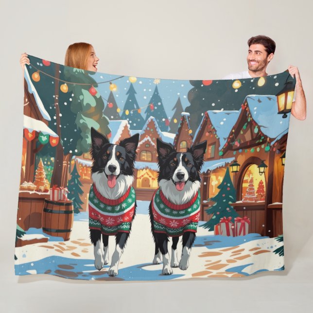 Cobertor De Velo Cães Border Collie Natal Neve Férias (In Situ)