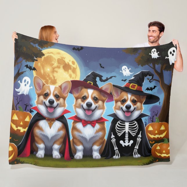 Cobertor De Velo Cães Corgi Abóbora Halloween Engraçado (In Situ)