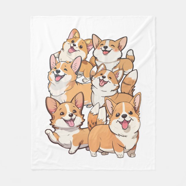 Cobertor De Velo cães Corgi felizes (Frente)