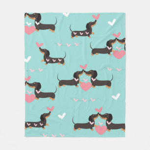 Cobertor De Velo Cães-dachshund apaixonados e corações, padrão perf