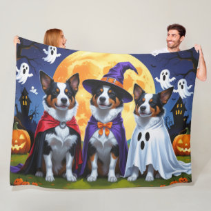 Cobertor De Velo Cães de Bovinos Australianos Pumpkin Halloween Eng