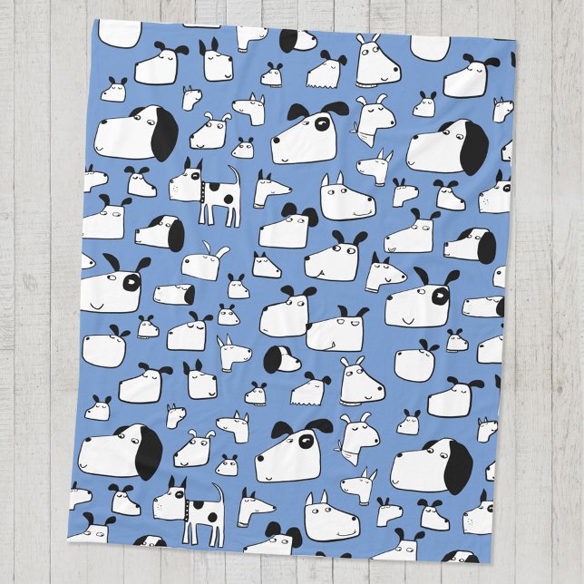 Cobertor De Velo Cães Divertidos Azul (Fun dog cartoon blue fleece blanket)