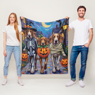 Cobertor De Velo Cães English Foxhound fazendo Trick-or-Treating no