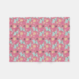 Cobertor De Velo Cães, Estrelas e Flores