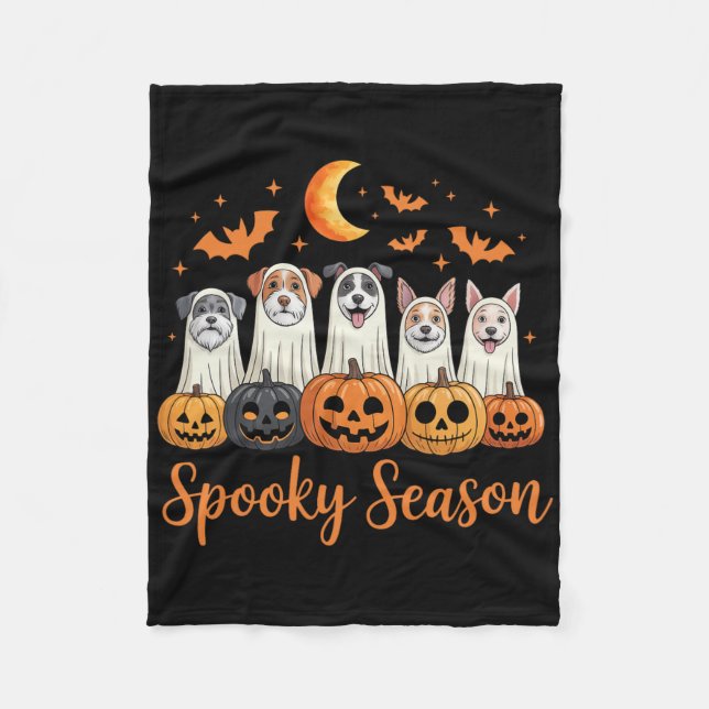 Cobertor De Velo Cães Fantasmas Cães Bonitos Vestidos Como Fantasma (Frente)