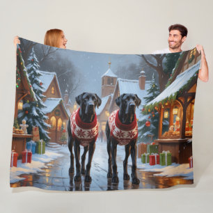 Cobertor De Velo Cães Great Dane Natal Neve Férias