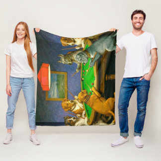 Cobertor De Velo Cães Jogando Sinuca Bilhar Brincadeira Divertida