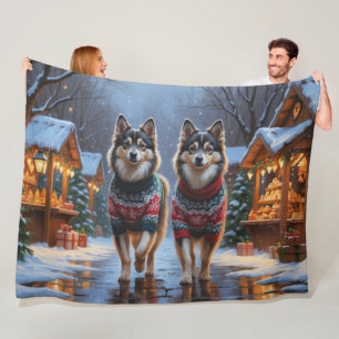 Cobertor De Velo Cães Lapphund Finlandeses Natal Neve Feriado