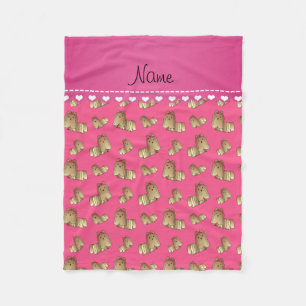Cobertor De Velo Cães shih tzu rosa com nome personalizado